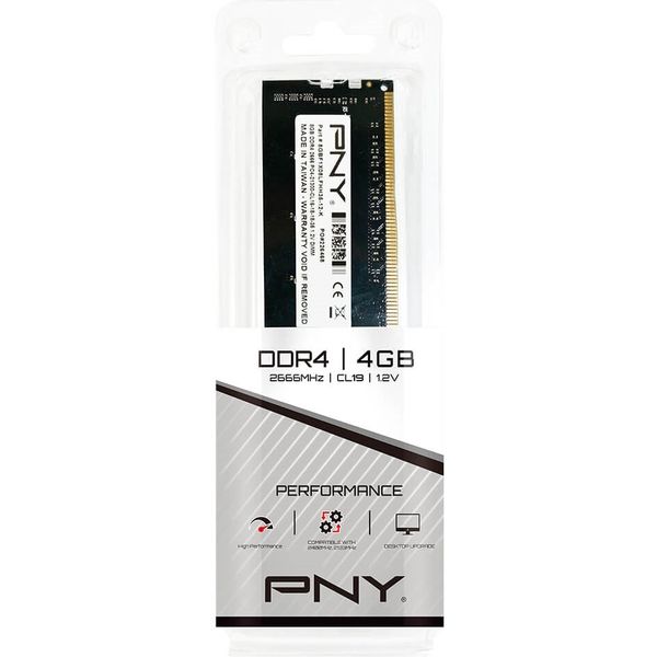 PNY PNYブランド 4GB、デスクトップ用メモリ DDR4-2666 CL-19-19-19、1.2v MD4GSD42666BL 1個（直送品）