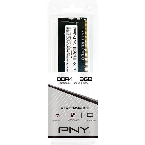 PNY PNYブランド8GB、デスクトップ用メモリ、DDR4-2666 CL19-19-19、1.2v MD8GSD42666BL 1個（直送品）