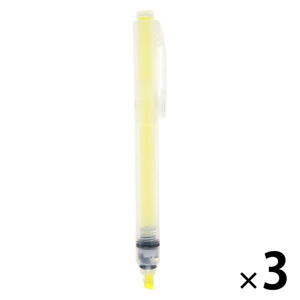 無印良品 ポリプロピレンノック式蛍光ペン 黄色 1セット（3本） 良品計画