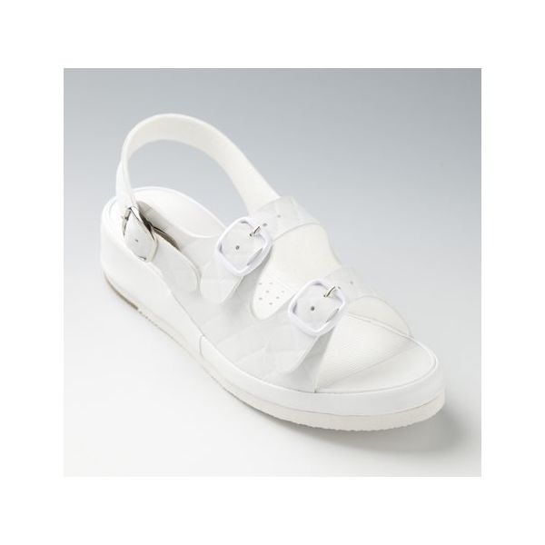 山一 抗菌キルティング2バンドサンダル ホワイト LL 7609WHLL 1足 68-0793-40（直送品）