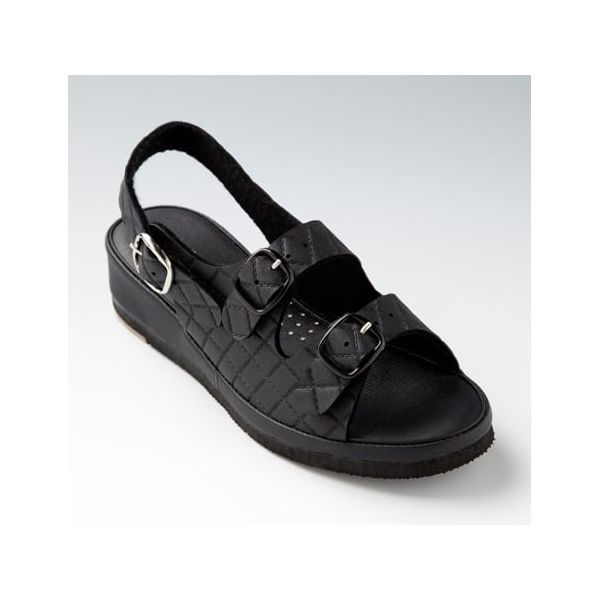 山一 抗菌キルティング2バンドサンダル ブラック LL 7609BKLL 1足 68-0793-52（直送品）