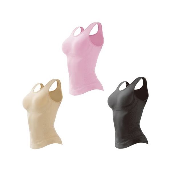 グローバル・ジャパン エアーフィットキャミソール3色組 S~M ブラック・ベージュ・ピンク 67-7413-68 1着(3着)（直送品）