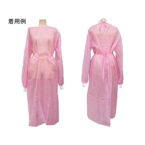 アズワン アイソレーションガウン 袖口ニットタイプ ピンク 10枚×10袋入 67-5170-32 1ケース(100枚)（直送品）