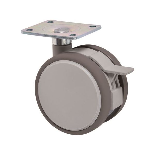 東海キャスター ダストカバー付 双輪キャスター φ75 自在ストッパー付 プレート式 CF075S 1個 65-8881-45（直送品）