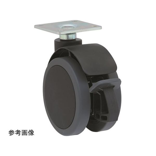 東海キャスター 振動・衝撃吸収 双輪キャスター φ100 自在ストッパー付 プレート式 CT100S-Y 1個 65-8881-73（直送品）