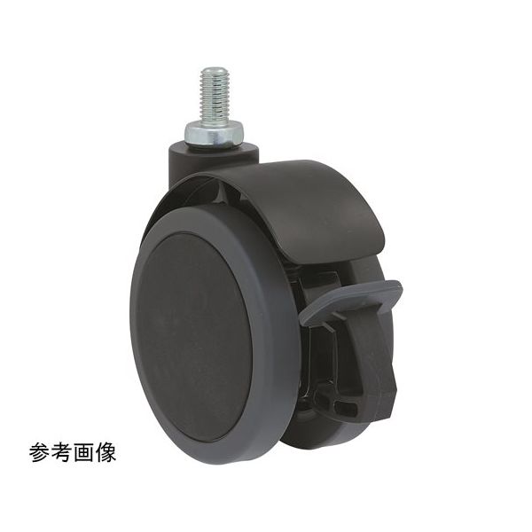 東海キャスター 振動・衝撃吸収 双輪キャスター φ100 自在ストッパー付 ネジ式 CT100N3SL-19-Y 1個 65-8881-75（直送品）