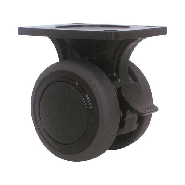 東海キャスター 双輪キャスター φ50 固定 ストッパー付 プレート式 TE50KS 1個 65-8728-40（直送品）