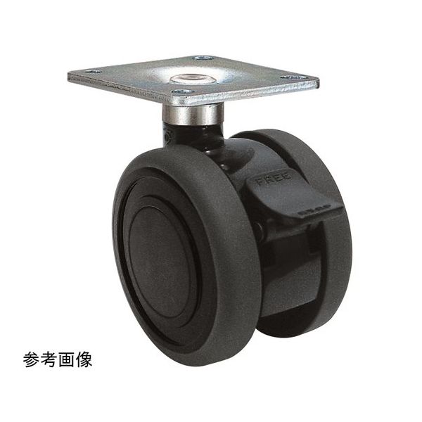 東海キャスター 双輪キャスター φ60 自在 ダブル ストッパー付 プレート式 TE60JWSF46X35 1個 65-8728-75（直送品）