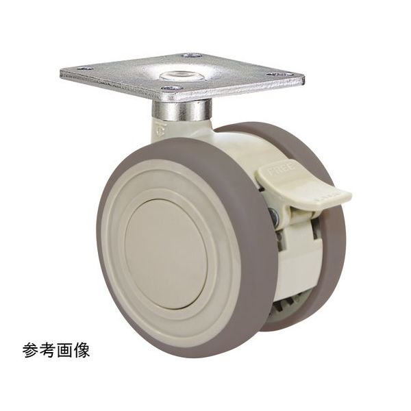 東海キャスター 双輪キャスター φ60 自在 ダブル ストッパー付 プレート式 TEA60JWSF46X35 1個 65-8729-50（直送品）