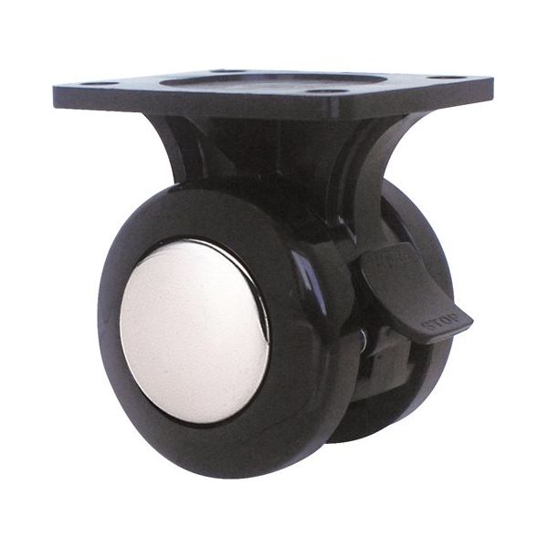 東海キャスター 双輪キャスター φ50 固定ストッパー付 プレート式 TY50KS 1個 65-8881-15（直送品）