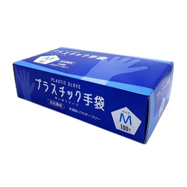 CGM プラスチック手袋 100枚入 M #006 1箱(100枚) 65-8737-49（直送品）