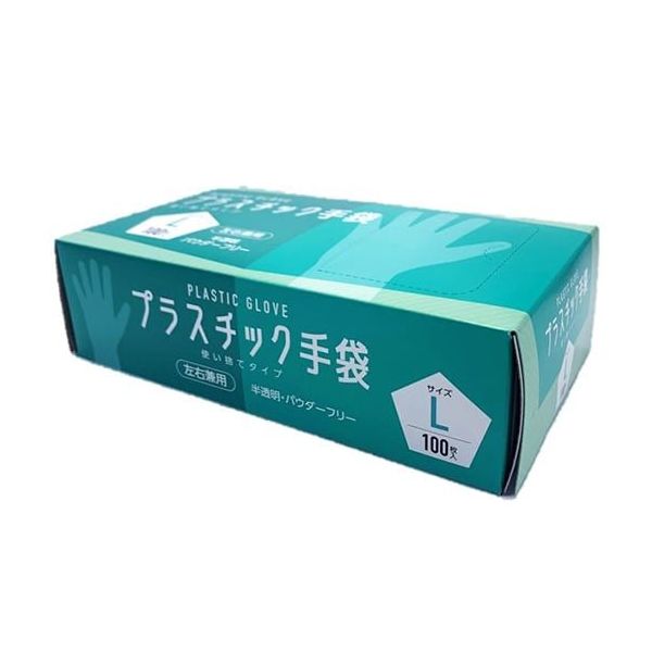 CGM プラスチック手袋 100枚入 L #007 1箱(100枚) 65-8737-50（直送品）