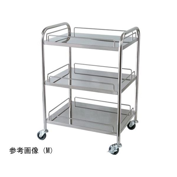スギモト産業 ステンレスワゴン(天板四方柵付・3段)M W600×D450×H800mm 完成品 OA-33DM 1台 67-5758-64（直送品）