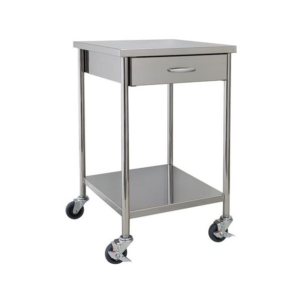 オートクレーブ用ステンレス架台(天板フラット・2段)天板補強入り 引出付 W450×D500×H750mm 完成品 OA-11K 1台（直送品）