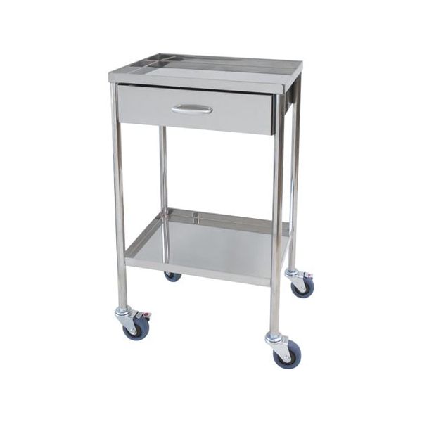 スギモト産業 ステンレス器械卓子(天板四方立ち上がり・2段)引出付 W450×D350×H750mm 完成品 OA-16E 1台（直送品）