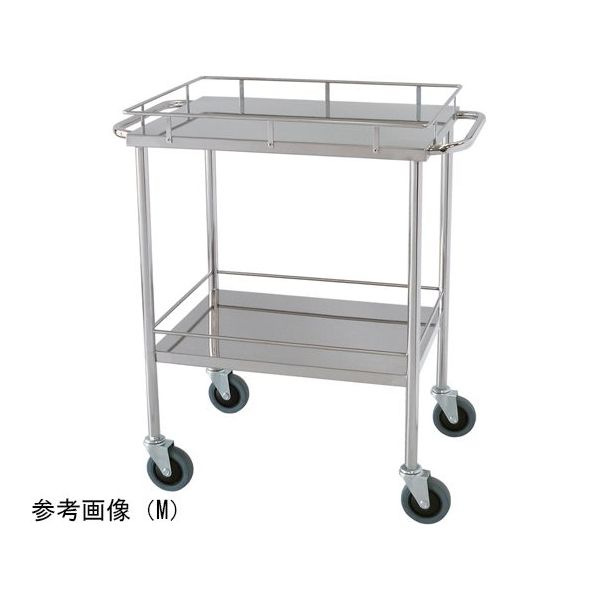 スギモト産業 ステンレス回診車(天板四方柵付・2段)両側押手付き M W600×D450×H800mm 完成品 OB-11M 1台（直送品）