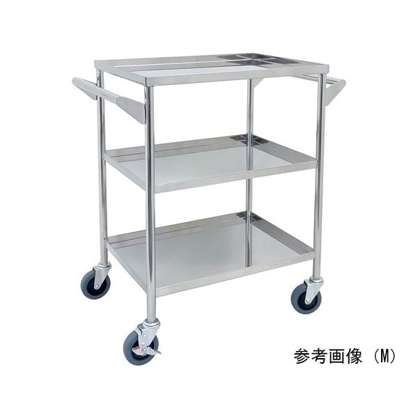 スギモト産業 ステンレス回診車(天板四方立ち上がり・3段)両側押手付き M W600×D450×H800mm 完成品 OB-25M 1台（直送品）