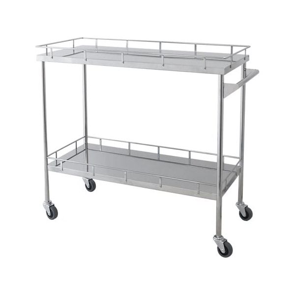スギモト産業 ステンレス器械卓子(上下段四方柵付) 片側押手付ワゴン W1000×D450×H900mm 完成品 OA-64B 1台（直送品）