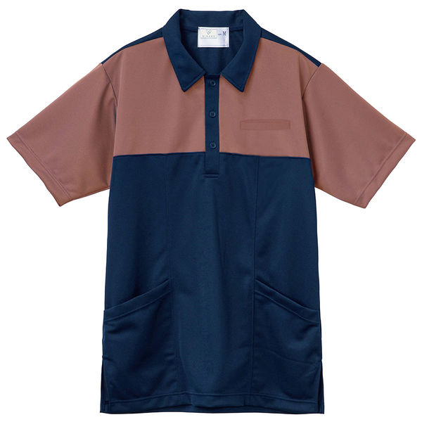 トンボ ケアワークシャツ ネイビー×ベージュ M CR222 1枚（取寄品）