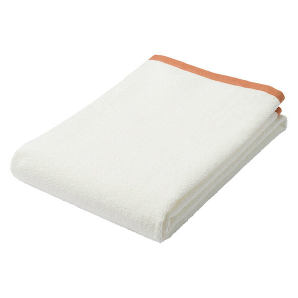 無印良品 縁カラー付 バスタオル 60×120cm オレンジ 良品