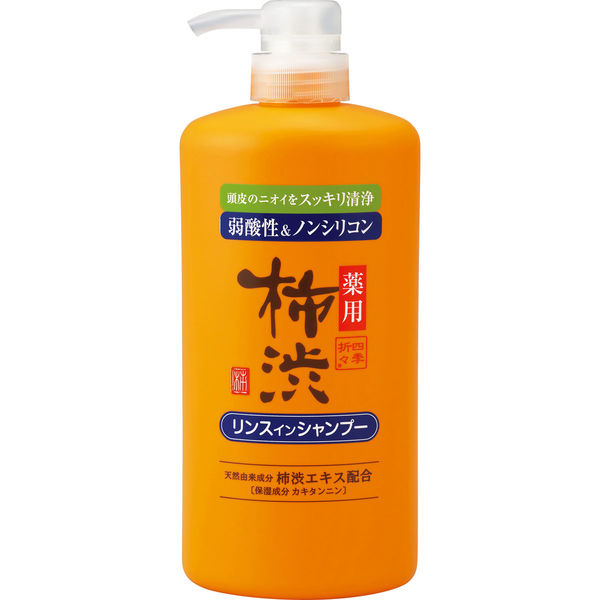 熊野油脂 四季折々　薬用　柿渋　リンスインシャンプー　本体　６００ｍｌ 4513574042216 1個(600ML)（直送品）