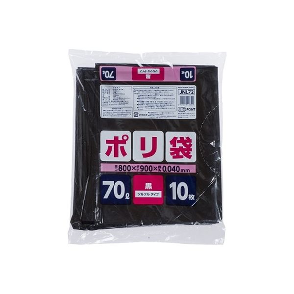 ジャパックス JNL72ポリ袋70L黒 4521684148322 1個(10枚)（直送品）