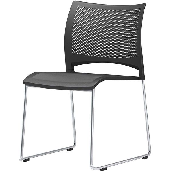 スタッキングチェア 黒×赤 スタッキングチェア 座面高38cm 幅450×奥行460×高さ690mm パイプ