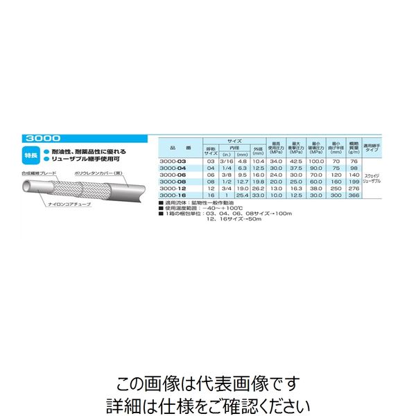 ニッタ（NITTA） ホース 100m 3000-08-100 1巻（直送品）