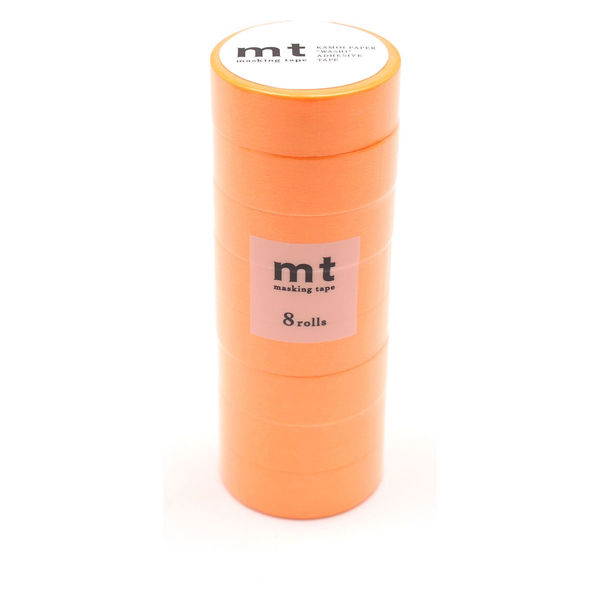 mt マスキングテープ 8P(同色８巻セット） ショッキングオレンジ　幅15mm×7m MT08P180R 1個 カモ井加工紙（直送品）