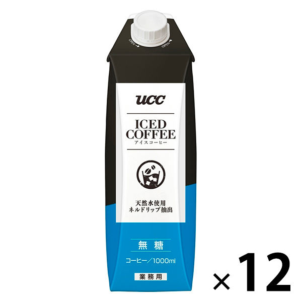 UCC上島珈琲 アイスコーヒー無糖 1000ml 1箱（12本入） - アスクル