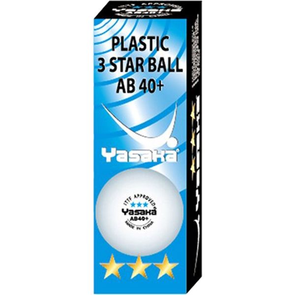 ヤサカ（Ｙａｓａｋａ） 卓球公認球 ヤサカ３スターボール ＡＢ４０＋ ホワイト A60 1セット(15入)（直送品）