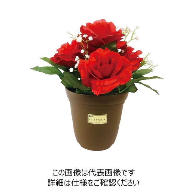 ユニット 造花鉢 バラ(赤色) 935-43 1個（直送品）