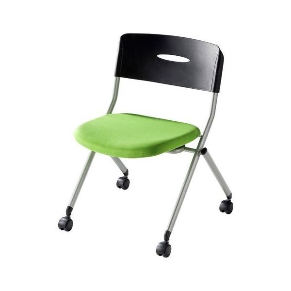 エスコ 折畳み椅子(キャスター付/グリーン) EA956XC-81 1台(1脚)（直送