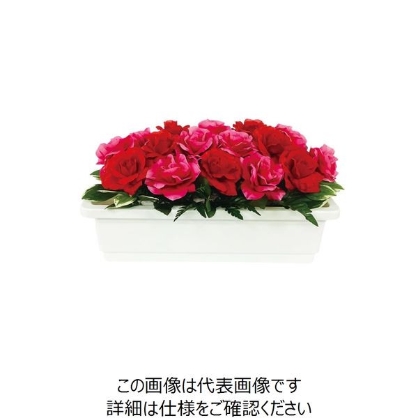 ユニット 造花プランター 白 バラ(赤・ピンク) 935-011 1個（直送品