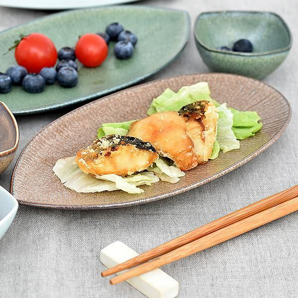 金正陶器 モア窯変茶21cm長皿 中 g-2217-19 1セット(6個)（直送品）