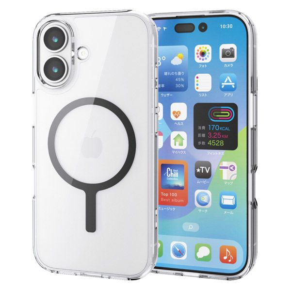 iPhone17 ケース ハイブリッド 衝撃吸収 MAGKEEP ブラック PM-A25AMAG02BK エレコム 1個（直送品）