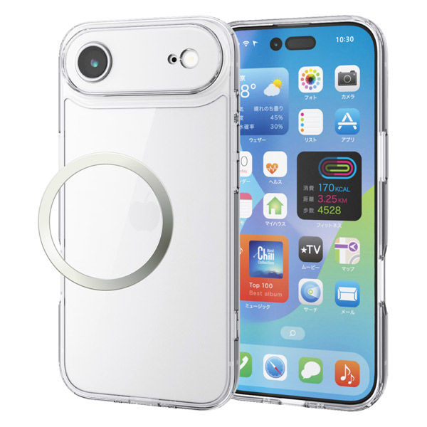 iPhone Air ケース ハイブリッド 衝撃吸収 背面ガラス 極限保護 クリア PM-A25BHVCGKCR エレコム 1個（直送品）