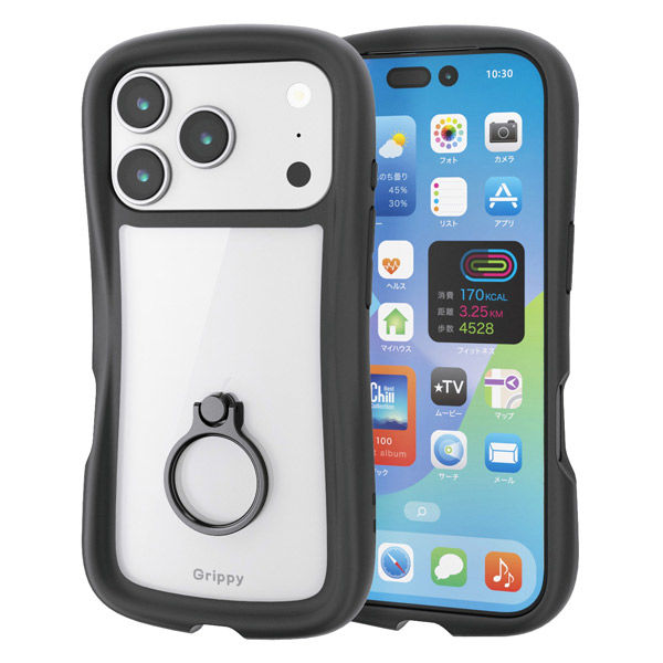 iPhone17 Pro ケース ハイブリッド 衝撃吸収 リング付 ブラック PM-A25CGRPFRBK エレコム 1個（直送品）