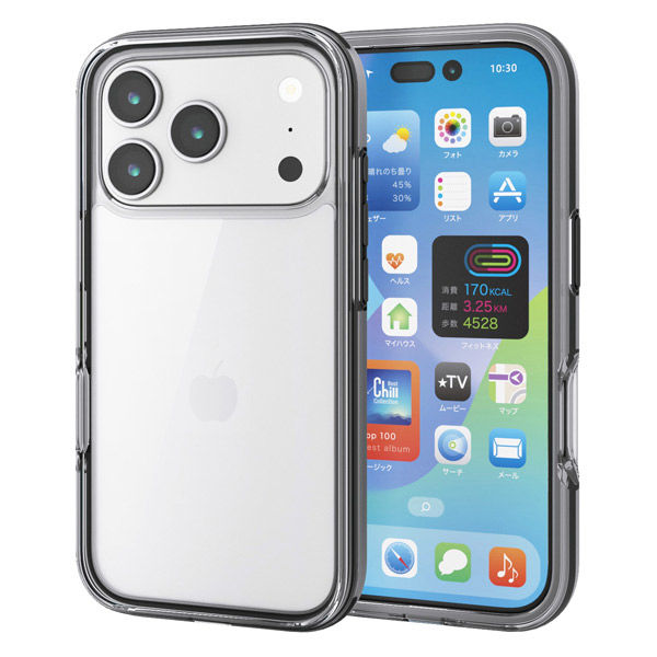 iPhone17 Pro ケース ハイブリッド 衝撃吸収 軽量 AirShock ブラック PM-A25CHVAIR2BK エレコム 1個（直送品）