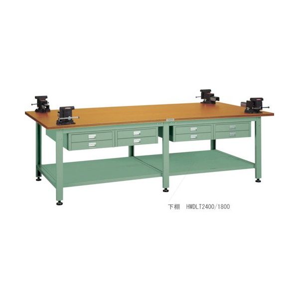 トラスコ中山 TRUSCO HWD型大型作業台用下棚 2400 緑 HWDLT-2400 GN 1枚 570-0253（直送品）