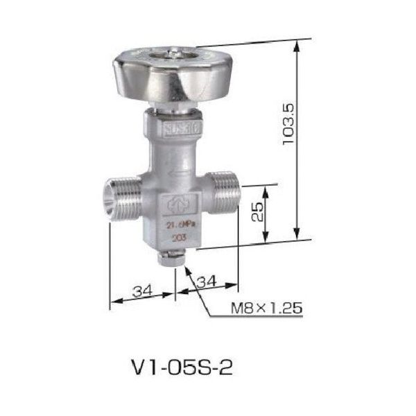 ヤマト産業 YAMATO ネックバルブ ステンレス製 V1ー05Sー2 ストレート弁 1個 430-5514（直送品）