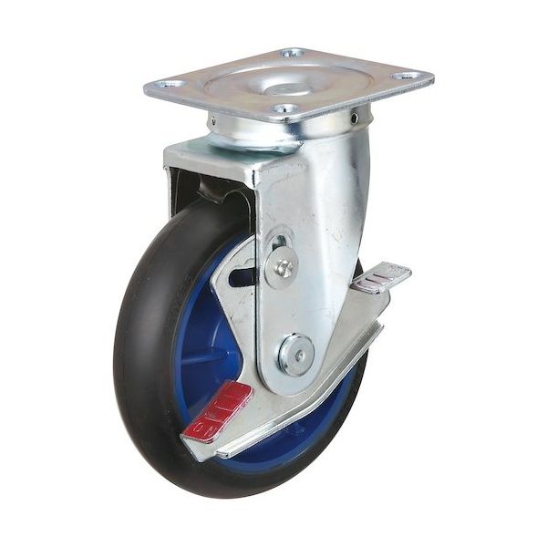 イノアックコーポレーション イノアック 低始動抵抗キャスターゴム車輪付タイプ 150径 旋回金具付黒色ゴム LR150WJBBK20 1個（直送品）