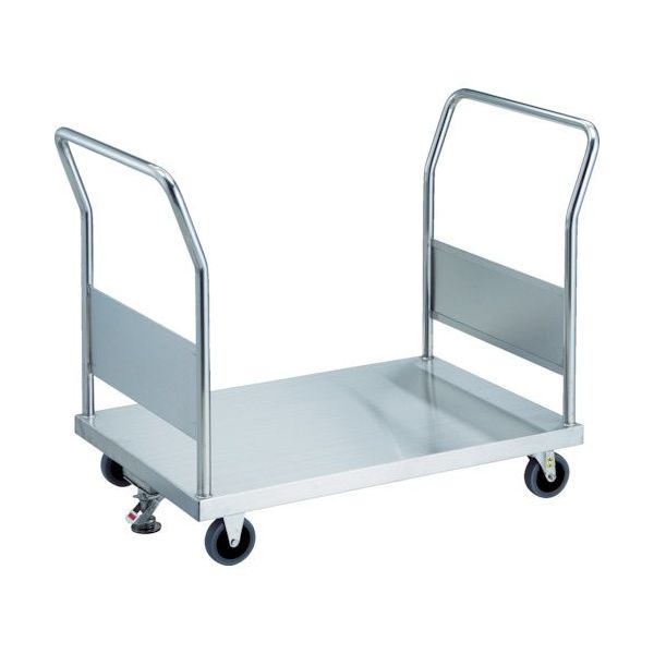 TRUSCO ステンレス台車 オールステン両袖台車 1200X750 φ100帯電防止U車輪 ストッパー付 AS-1W-100TBU-S（直送品）