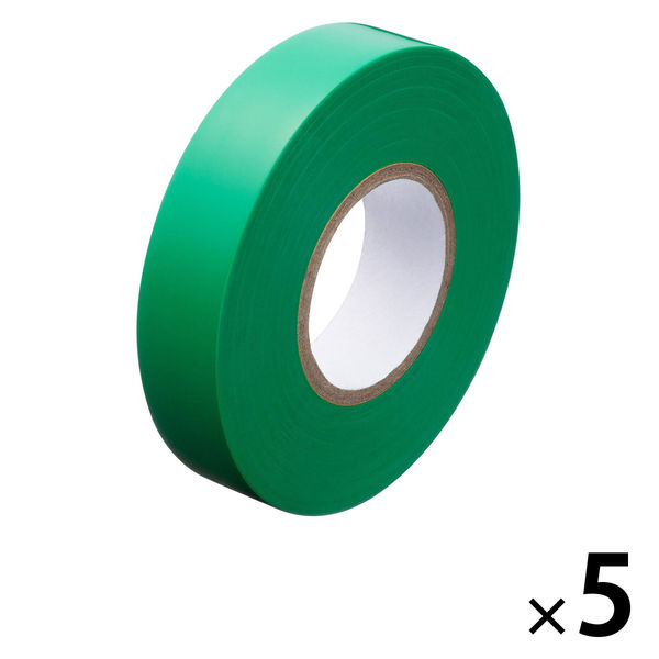 現場のチカラ ビニールテープ 緑 幅19mm×長さ20m アスクル 1セット（5巻入）  オリジナル