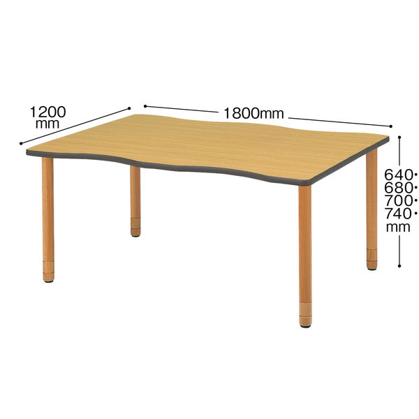 アイリスチトセ 波型テーブル 幅1800 1台（2梱包）（取寄品）