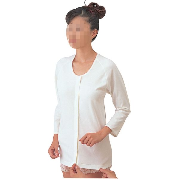 神戸生絲 前開き7分袖 ワンタッチ肌着 婦人用 L MU-340 202055 1枚 　介援隊 U0168（直送品）