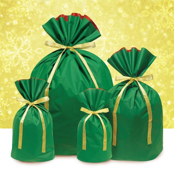 簡単ギフトバッグ（梨地） ＬＬ クリスマスグリーン NG-048-AS 1袋（40枚入） エスパック（直送品）
