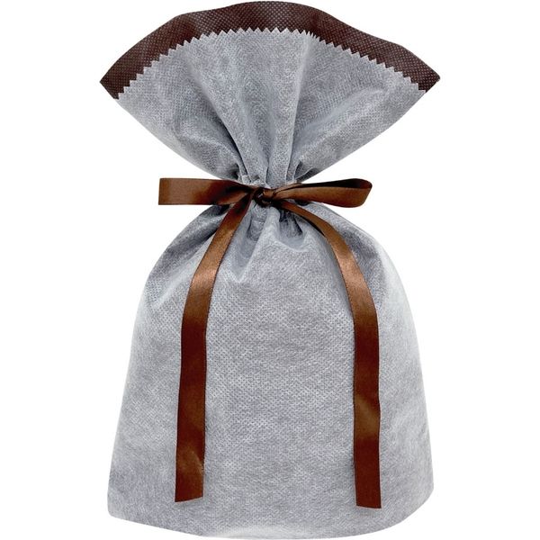 不織布リボン付ギフト巾着袋 M ブラウン FRK-003-AS 1袋（10枚入） エスパック（直送品）