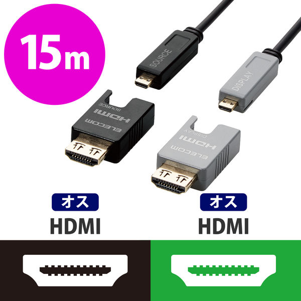 HDMI光ファイバーケーブル 15m 長尺 HDMI-HDMI ブラック DH-HDLOB15BK