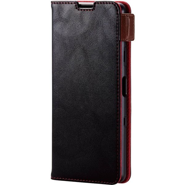 Xperia 10 III ケース カバー 手帳 フラップ レザー ステッチ ブラック PM-X213PLFYBK エレコム 1個（直送品）